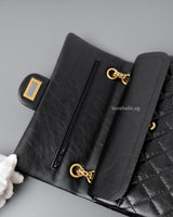 Chanel Reissue 2.55 Small | Black Aged Calfskin Brushed Gold Hardware-details