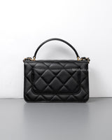 Chanel Top Handle Flap Bag Black Lambskin Gold Hardware-back
