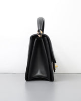 Chanel Top Handle Flap Bag Black Lambskin Gold Hardware-side