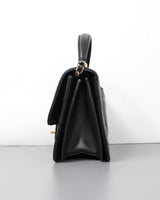 Chanel Top Handle Flap Bag Black Lambskin Gold Hardware-details