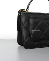 Chanel Top Handle Flap Bag Black Lambskin Gold Hardware-details