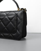 Chanel Top Handle Flap Bag Black Lambskin Gold Hardware-details