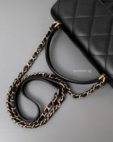 Chanel Top Handle Flap Bag Black Lambskin Gold Hardware-details