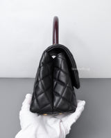 Chanel Coco Handle Small | Black Caviar Brushed Gold Hardware-side