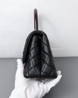 Chanel Coco Handle Small | Black Caviar Brushed Gold Hardware-details