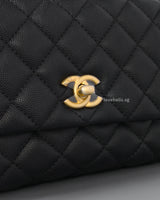 Chanel Coco Handle Small | Black Caviar Brushed Gold Hardware-details