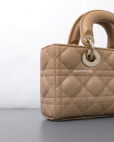 Dior Lady D-Joy Small | Biscuit Lambskin Light Gold Hardware-details