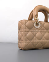 Dior Lady D-Joy Small | Biscuit Lambskin Light Gold Hardware-details