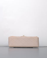 Chanel Mini Rectangle with Top Handle 23P Light Beige/ Dark Caramel Lambskin Light Gold Hardware-details