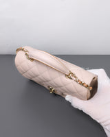 Chanel Mini Rectangle with Top Handle 23P Light Beige/ Dark Caramel Lambskin Light Gold Hardware-details
