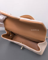 Chanel Mini Rectangle with Top Handle 23P Light Beige/ Dark Caramel Lambskin Light Gold Hardware-details