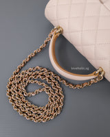 Chanel Mini Rectangle with Top Handle 23P Light Beige/ Dark Caramel Lambskin Light Gold Hardware-details