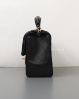 Chanel Mini Rectangle with Top Handle 22P Black Lambskin Light Gold Hardware-details
