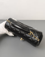 Chanel Mini Rectangle with Top Handle 22P Black Lambskin Light Gold Hardware-details