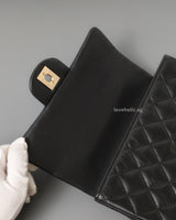 Chanel Mini Rectangle with Top Handle 22P Black Lambskin Light Gold Hardware-details