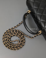 Chanel Mini Rectangle with Top Handle 22P Black Lambskin Light Gold Hardware-details