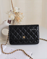 Chanel Wallet On Chain Black Caviar Gold Hardware-front
