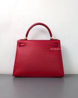 Hermes Kelly Sellier 28 | Rouge Casaque Epsom Gold Hardware-back