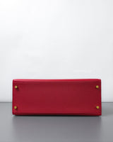 Hermes Kelly Sellier 28 | Rouge Casaque Epsom Gold Hardware-details
