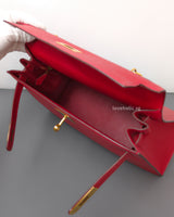 Hermes Kelly Sellier 28 | Rouge Casaque Epsom Gold Hardware-details