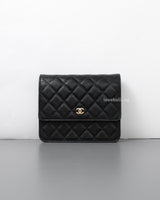 Chanel Wallet On Chain Square | Black Caviar Light Gold Hardware-front1