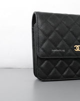 Chanel Wallet On Chain Square | Black Caviar Light Gold Hardware-details