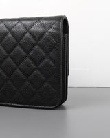 Chanel Wallet On Chain Square | Black Caviar Light Gold Hardware-details