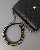 Chanel Wallet On Chain Square | Black Caviar Light Gold Hardware-details