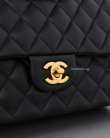 Chanel Classic Flap Medium | Black Lambskin Gold Hardware-details