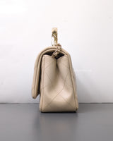 Chanel Top Handle Flap Bag 25S Beige Caviar Light Gold Hardware-details