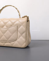 Chanel Top Handle Flap Bag 25S Beige Caviar Light Gold Hardware-details