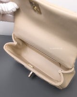Chanel Top Handle Flap Bag 25S Beige Caviar Light Gold Hardware-details