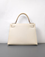 Hermes Kelly Sellier 28 | Craie Epsom Palladium Hardware-back
