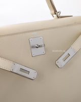 Hermes Kelly Sellier 28 | Craie Epsom Palladium Hardware-details