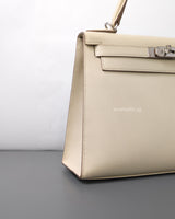 Hermes Kelly Sellier 28 | Craie Epsom Palladium Hardware-details