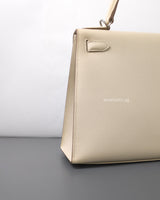 Hermes Kelly Sellier 28 | Craie Epsom Palladium Hardware-details