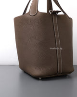 Hermes Picotin Lock 18 Etoupe Taurillon Clemence Palladium Hardware-details
