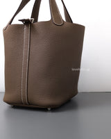 Hermes Picotin Lock 18 Etoupe Taurillon Clemence Palladium Hardware-details