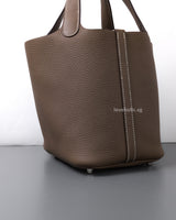 Hermes Picotin Lock 18 Etoupe Taurillon Clemence Palladium Hardware-details