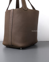 Hermes Picotin Lock 18 Etoupe Taurillon Clemence Palladium Hardware-details