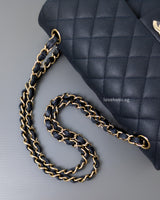 Chanel Classic Flap Medium | Navy Blue Caviar Light Gold Hardware-details