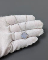 Van Cleef & Arpels VCA Vintage Alhambra Necklace Pendant | Chalcedony 18K White Gold-model