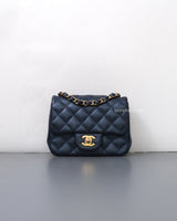 Chanel Classic Flap Mini Square | 18S Dark Blue Caviar Gold Hardware-front1