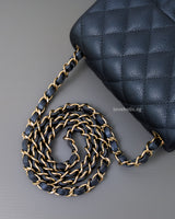 Chanel Classic Flap Mini Square | 18S Dark Blue Caviar Gold Hardware-details