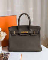 Hermes Birkin Retourne 30 | Etoupe Togo Gold Hardware-front