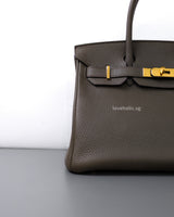 Hermes Birkin Retourne 30 | Etoupe Togo Gold Hardware-details