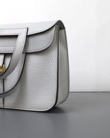 Hermes Halzan 25 | Bleu Pale Taurillon Clemence Gold Hardware-details