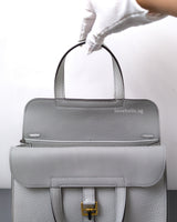 Hermes Halzan 25 | Bleu Pale Taurillon Clemence Gold Hardware-details