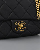 Chanel Flap Bag Mini | 22P Black Lambskin Gold Hardware-details