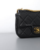 Chanel Flap Bag Mini | 22P Black Lambskin Gold Hardware-details